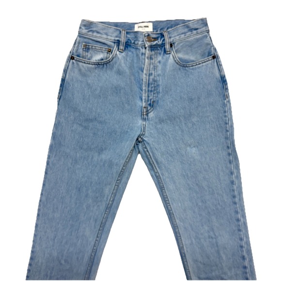 Still Here Tate Jeans Size 26 High Rise Straight Leg Asymmetric Stripe Denim - Picture 13 of 15